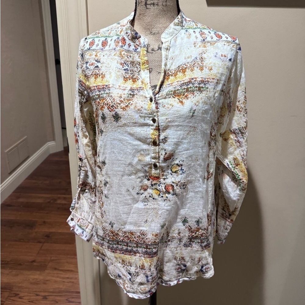 Floral Relaxed Buttoned Blouse with Mandarin Collar - Picture 4 of 15